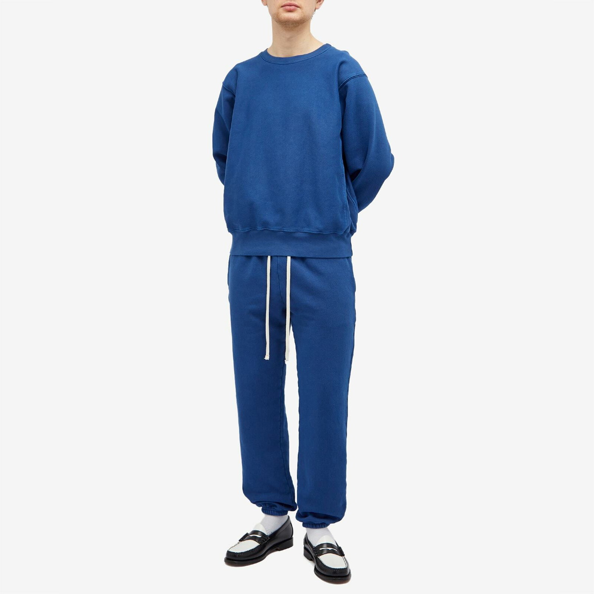 Les Tien Men's Heavyweight Crop Crew Sweat in Washed Blue 42
