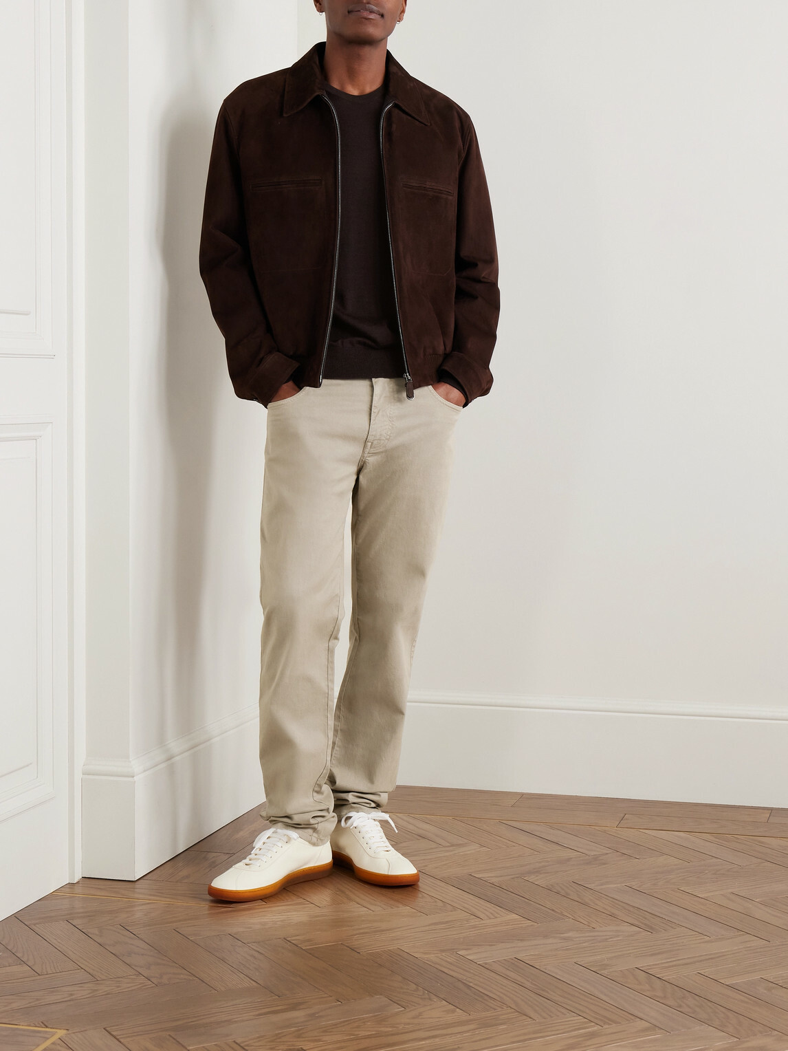 Purdey - Slim-Fit Straight-Leg Cotton-Blend Twill Trousers - Neutrals