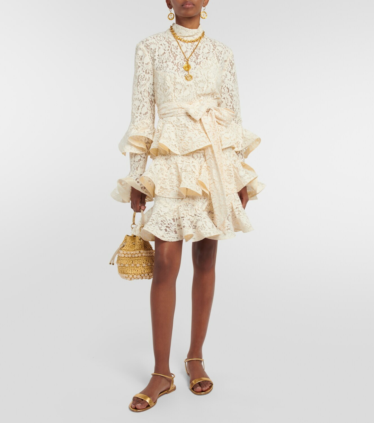 Zimmermann golden tiered clearance dress