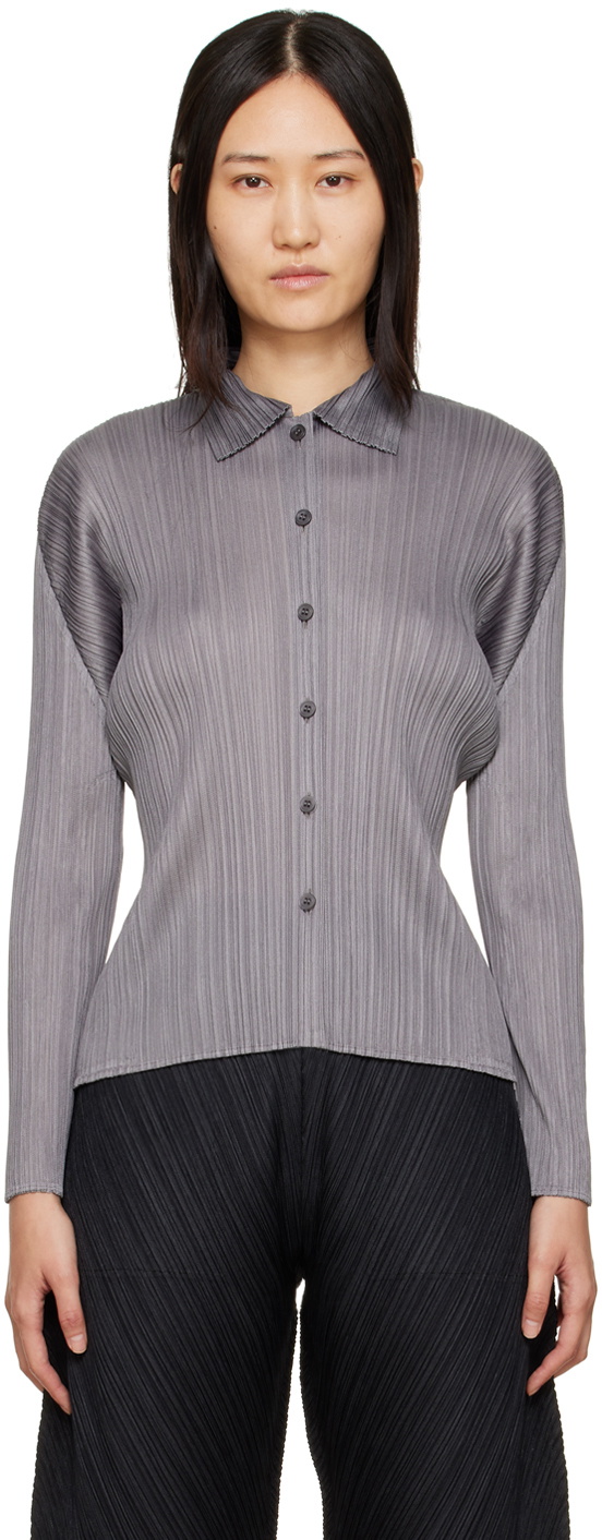 Pleats Please Issey Miyake Gray Basics Shirt Pleats Please Issey