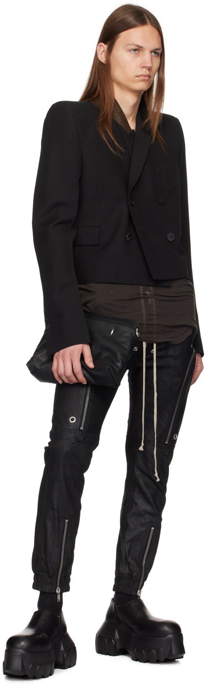 Rick Owens Black Porterville Bauhaus Leather Cargo Pants