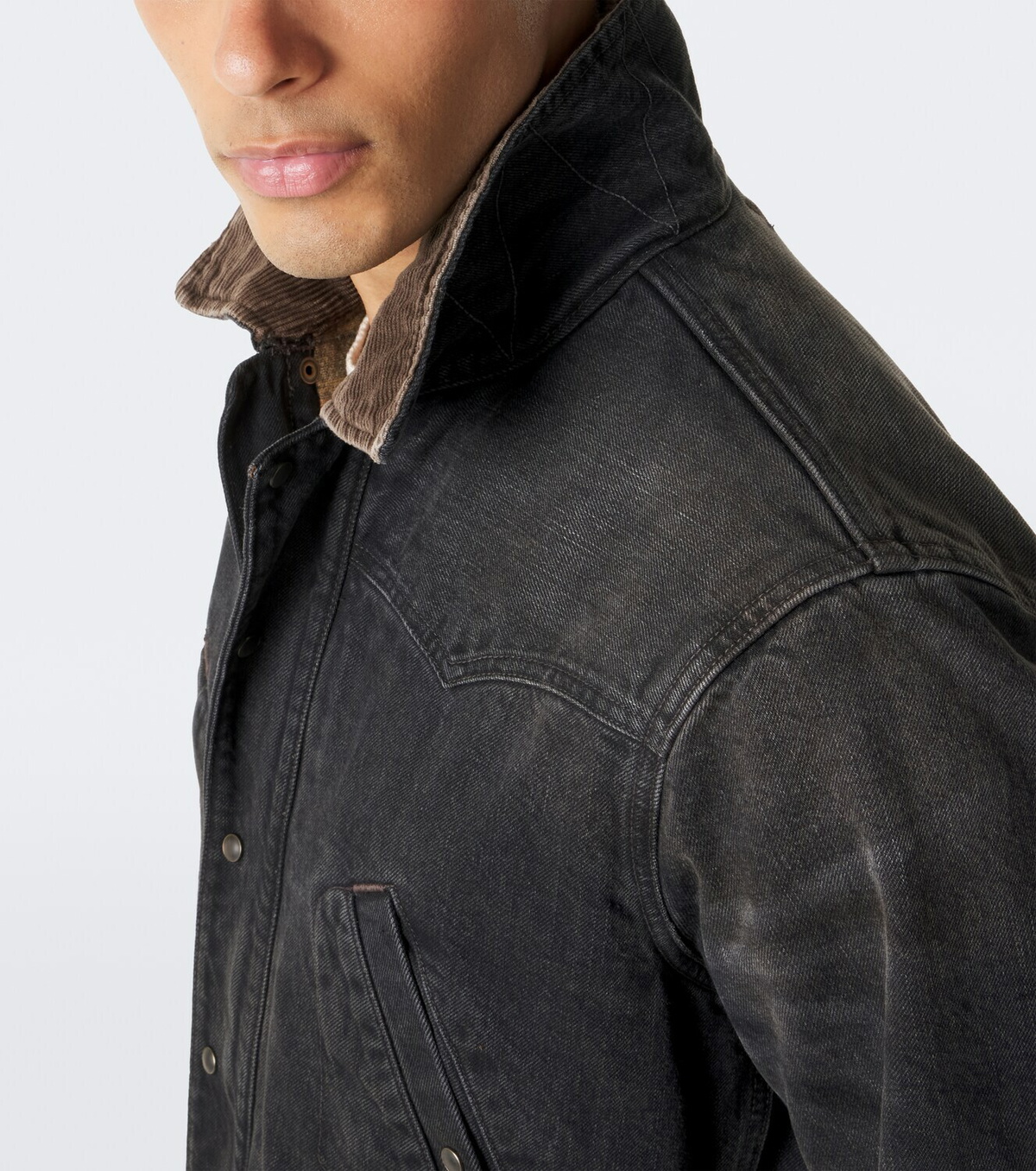 RRL Corduroy-trimmed denim jumpsuit