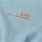 A.P.C. Men's Item Logo T-Shirt in Grey Blue