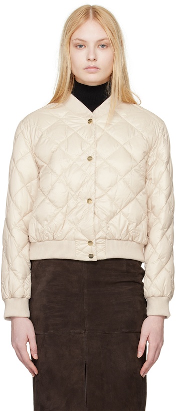 Photo: Max Mara Beige The Cube Quilted Reversible Down Bomber Jacket