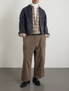 Cherry Los Angeles - Herringbone Cotton Drawstring Trousers - Brown