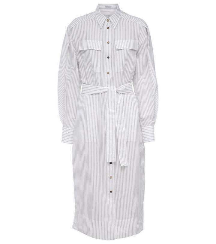Photo: Brunello Cucinelli Striped cotton and silk-blend shirt dress