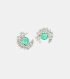 Ananya Scatter 18kt white gold earrings with diamonds and emeralds