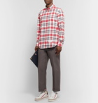 Thom Browne - Button-Down Collar Checked Cotton-Flannel Shirt - Red