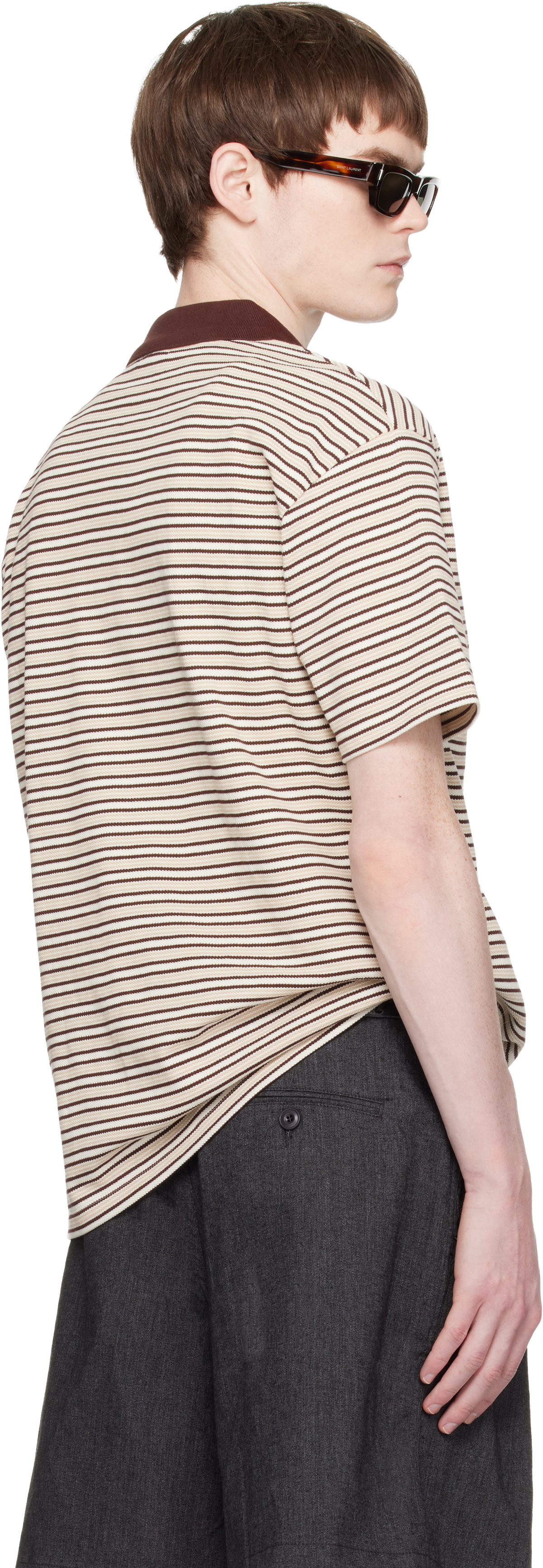COOR Beige Multi-Pin Stripe Polo