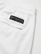 MASTERMIND WORLD - Wide-Leg Grosgrain-Trimmed Logo-Embroidered Jersey Drawstring Shorts - White