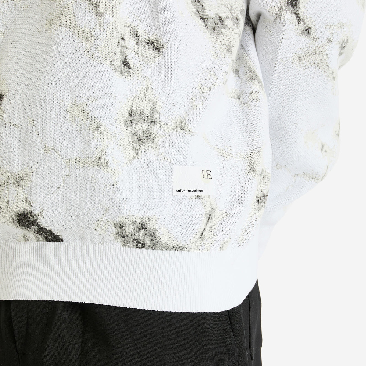 Uniform Experiment Men's Marble Jacquard Knit Sweater in White