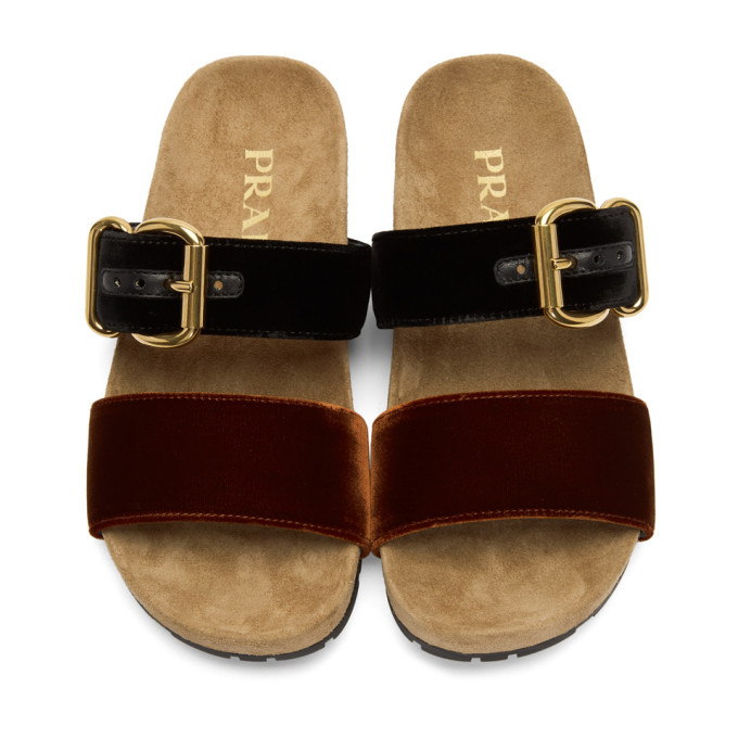 Prada velvet slip sale on sandals