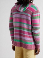 The Elder Statesman - Striped Cashmere Zip-Up Hoodie - Pink