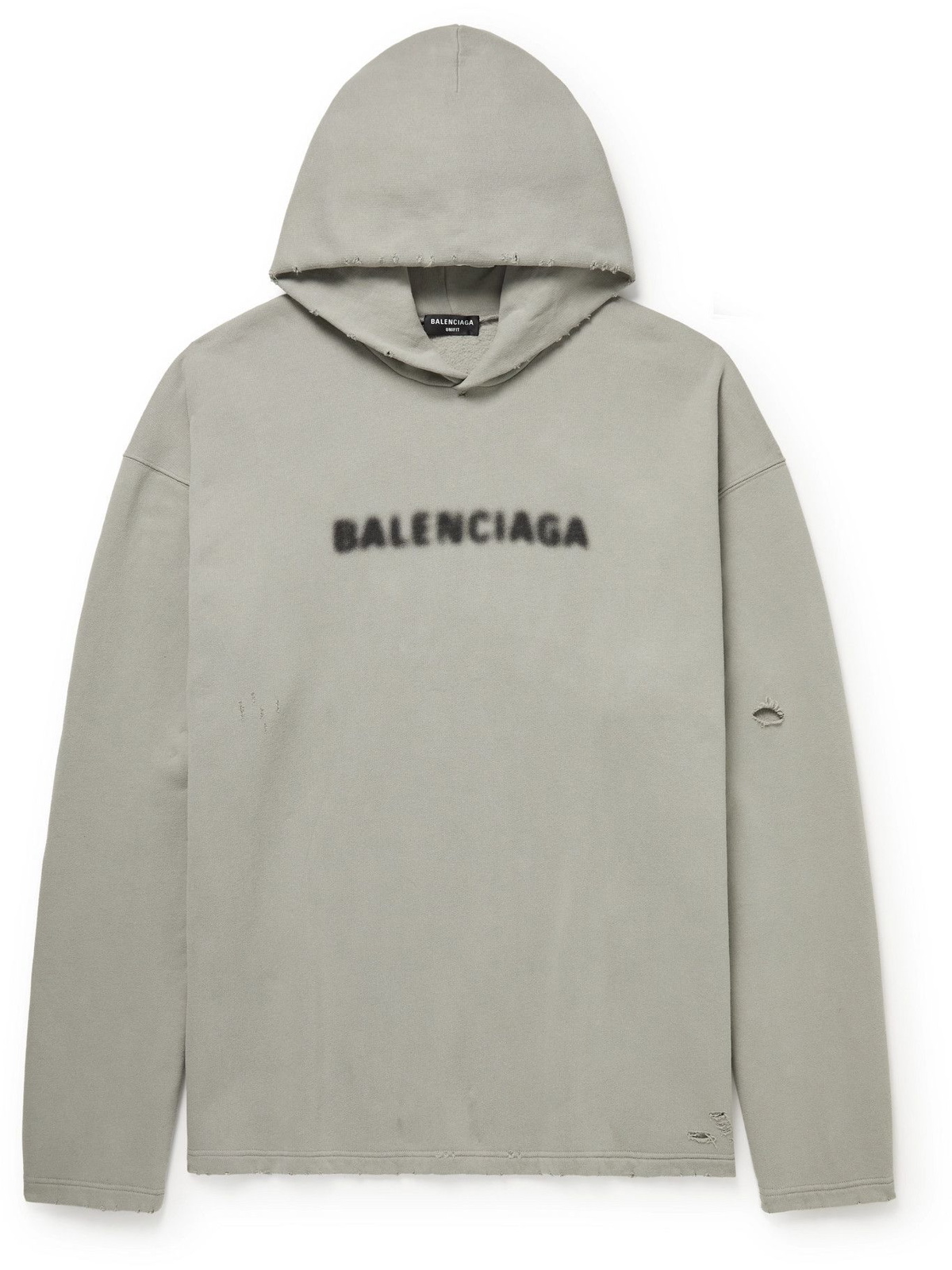 BALENCIAGA Oversized Distressed Logo-Appliquéd Cotton-Jersey