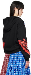Chopova Lowena Black Double Rose Bud Zip Hoodie