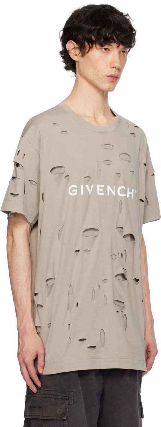 Givenchy Taupe Destroyed T Shirt Givenchy