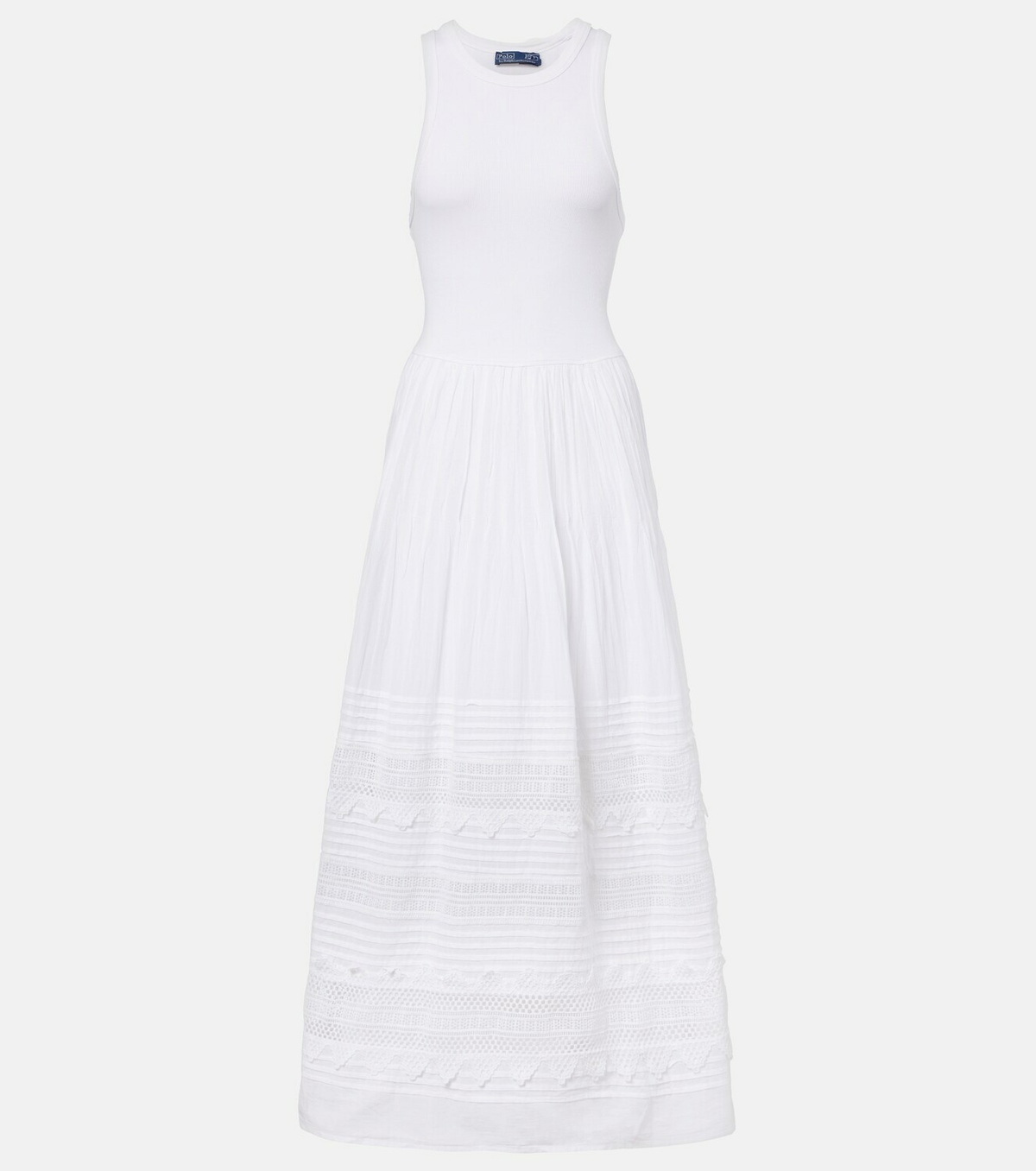 Polo Ralph Lauren Lace-trimmed cotton-blend maxi dress
