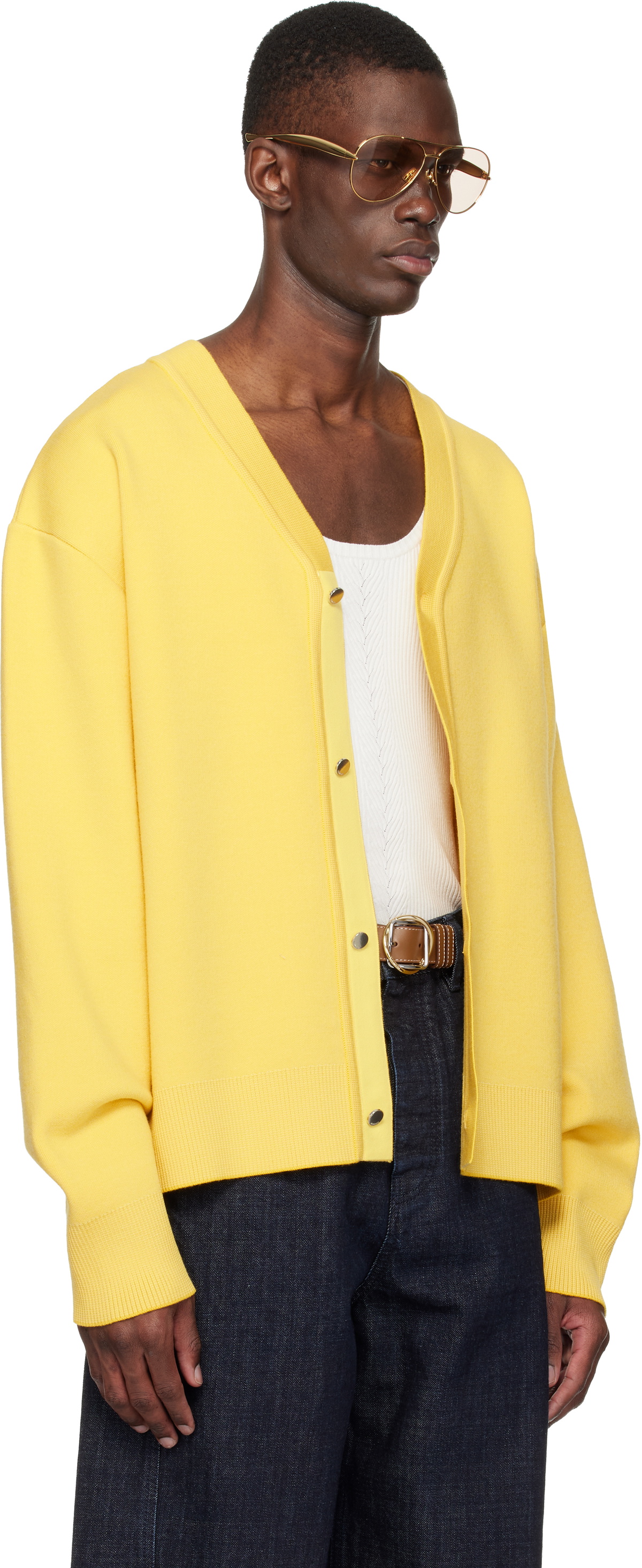 JACQUEMUS Yellow 'The Doppio' Cardigan