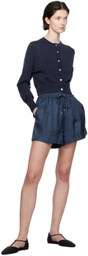 Silk Laundry Navy Cropped Cardigan