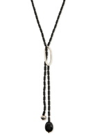 Agmes Annaya Lariat Sterling Silver Beaded Necklace - Black - One Size