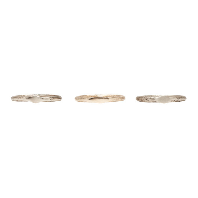 Photo: Pearls Before Swine SSENSE Exclusive Silver and Gold Set of Three Sliced Band Rings
