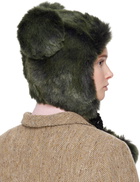 Anna Sui SSENSE Exclusive Green Faux Fur Teddy Bear Hat