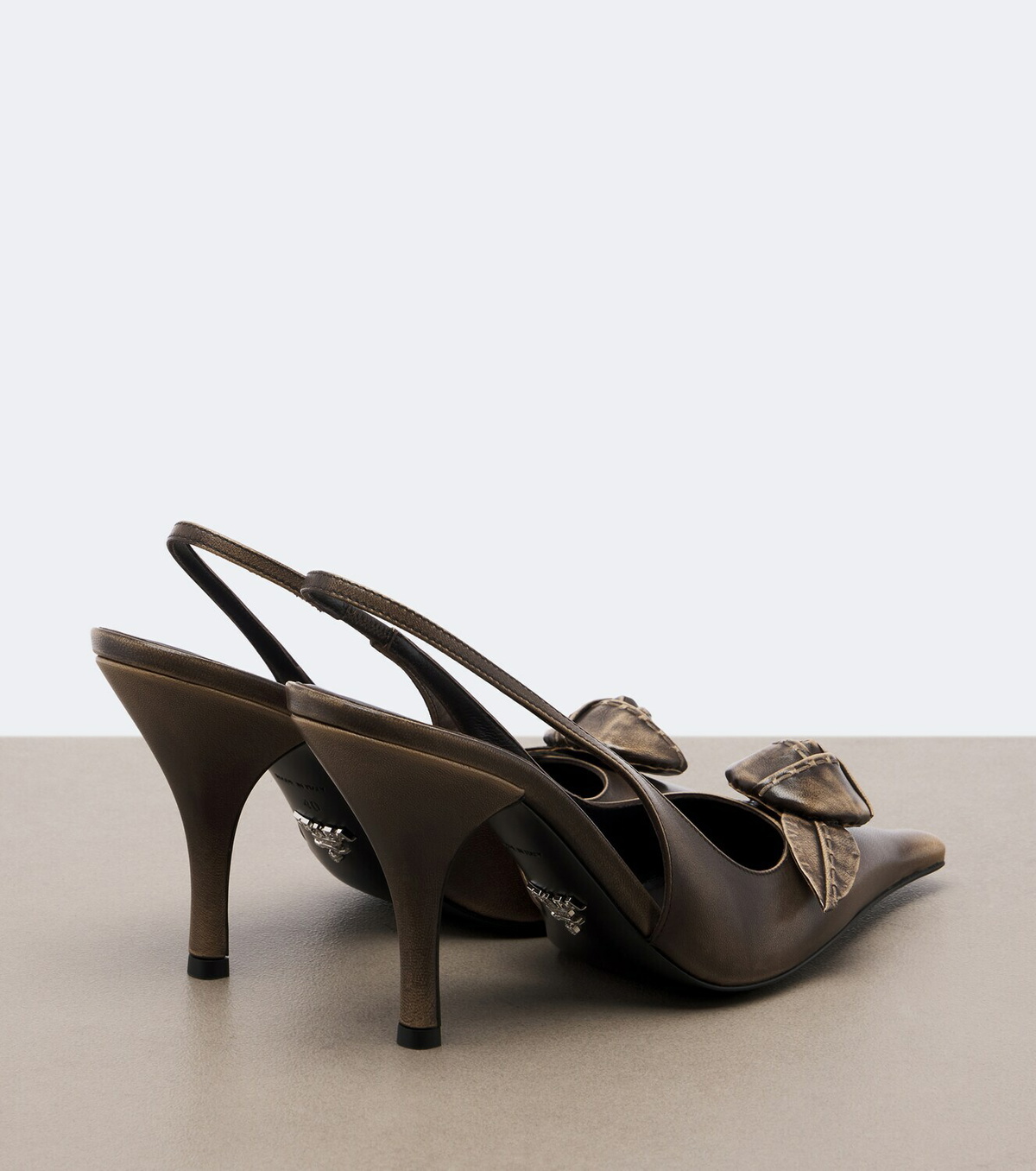 Prada Floral-appliqué leather slingback pumps