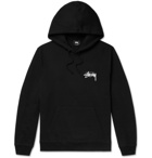 Stüssy - Printed Fleece-Back Cotton-Blend Jersey Hoodie - Black