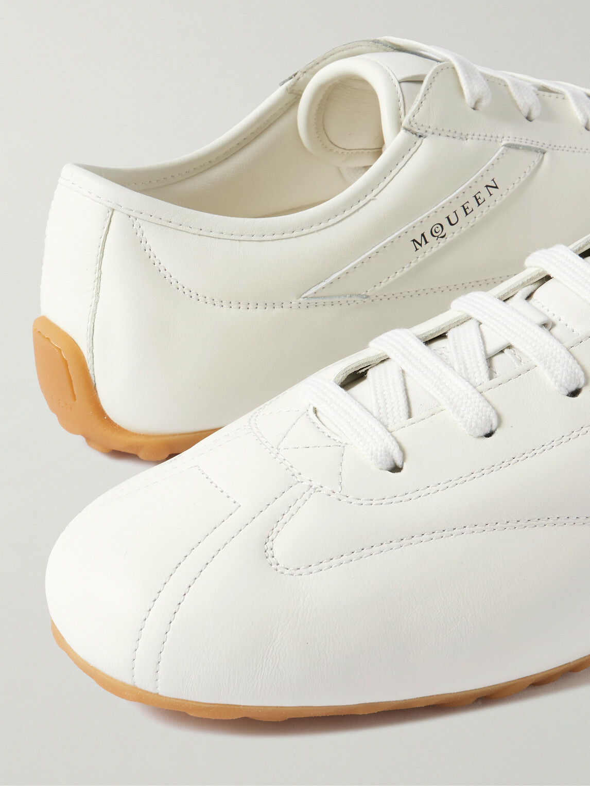 McQueen - Logo-Print Leather Sneakers - White