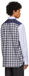 Junya Watanabe Blue Patchwork Striped Shirt