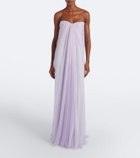 McQueen Draped silk chiffon bustier gown