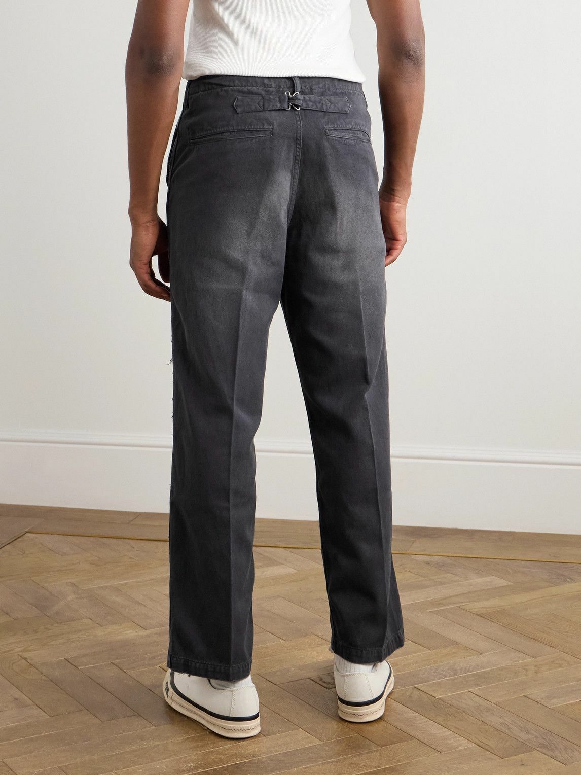 Visvim - Crash Straight-Leg Distressed Cotton-Twill Chinos - Black
