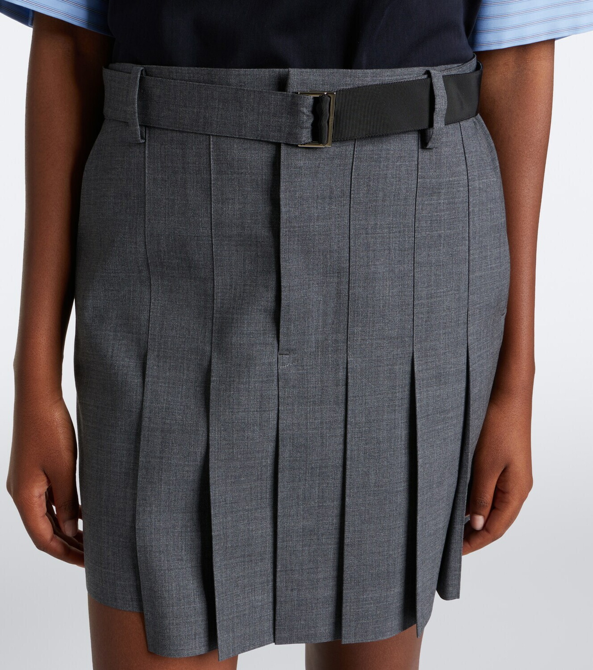 Sacai Pleated asymmetric wool skort
