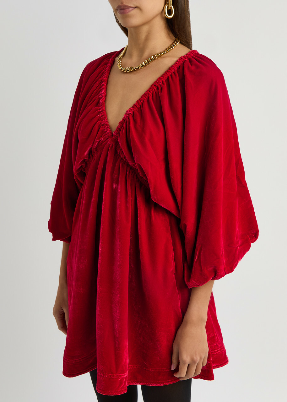 Free People Portia Velvet Mini Dress Red Free People