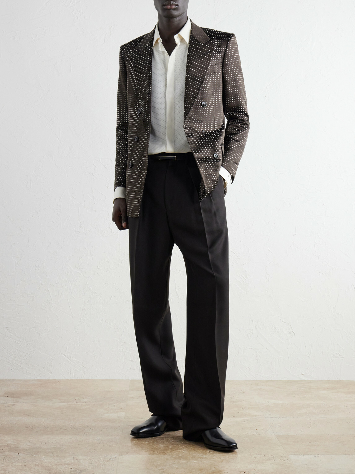 TOM FORD - Double-Breasted Polka-Dot Silk-Satin Tuxedo Jacket - Brown