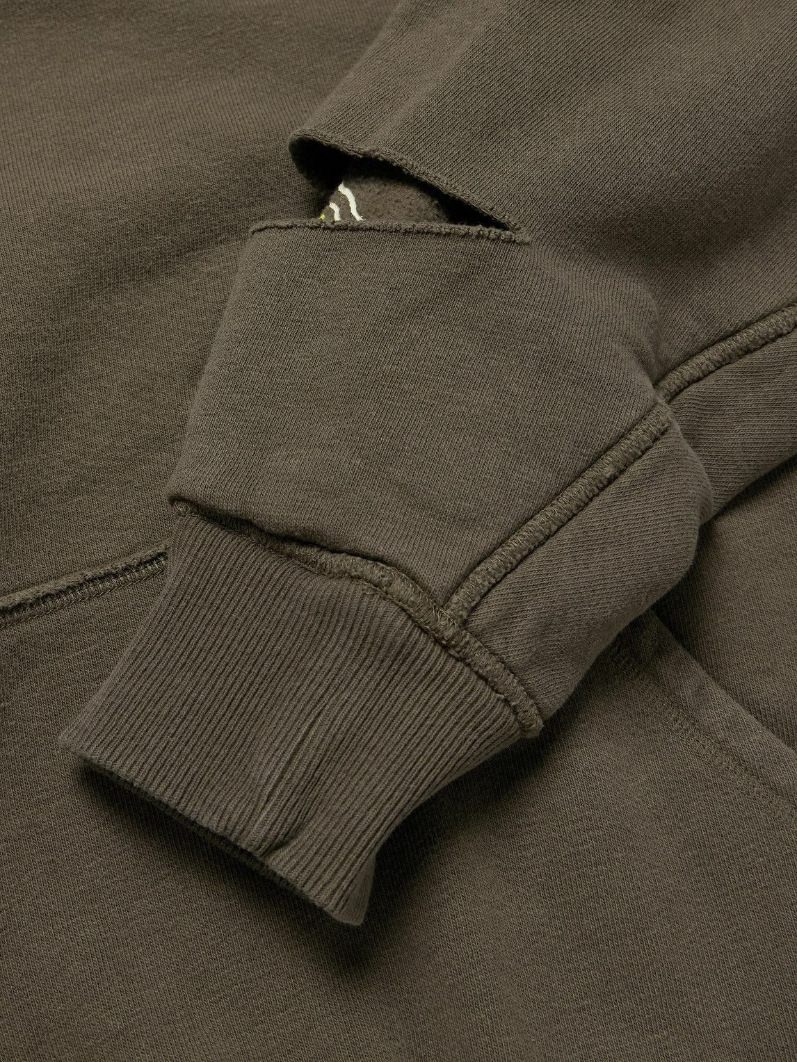 KAPITAL - Reversible Distressed Printed Cotton-Jersey Hoodie - Green