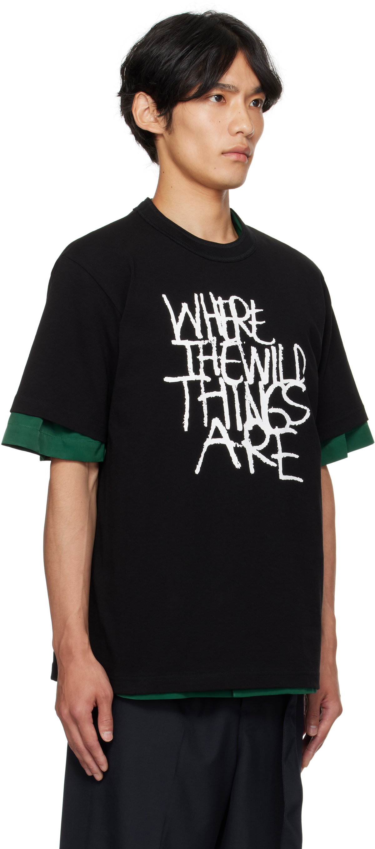 sacai レイヤードTシャツ sacai: Navy Horizontal Stripe T-Shirt | SSENSE