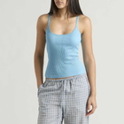 Fruity Booty Women's Lace Trim Tank Top in Blue