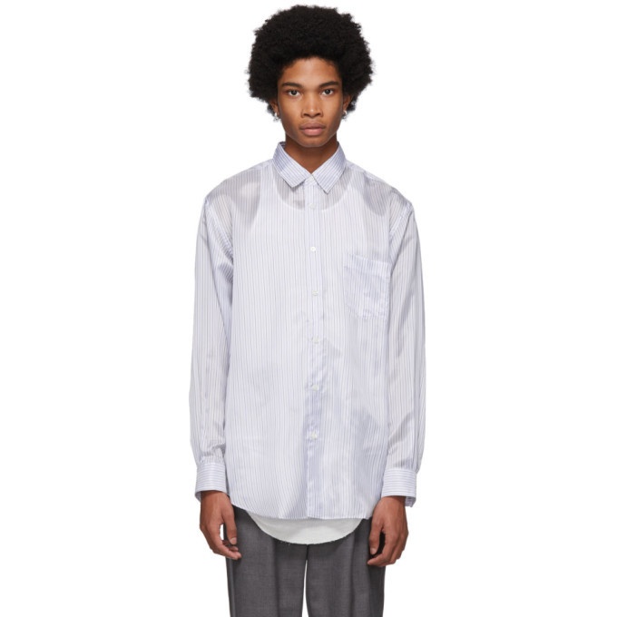 Photo: Comme des Garcons Shirt White and Blue Striped Lining Forever Shirt