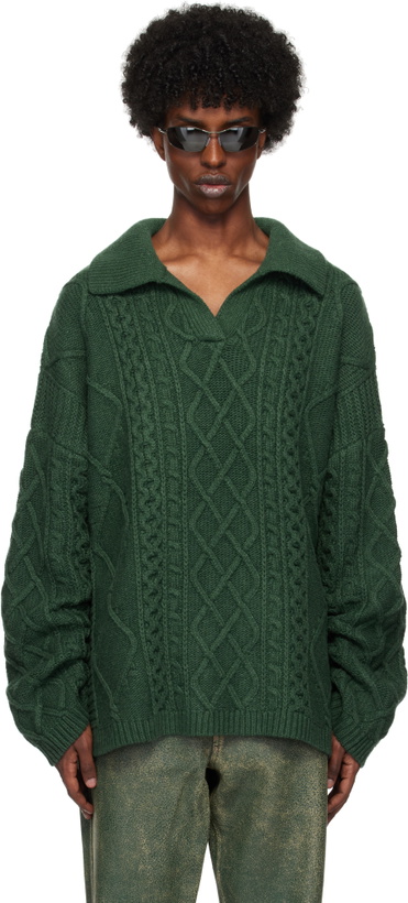 Photo: GUESS USA Green Cable Sweater