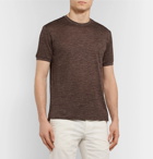 Ermenegildo Zegna - Mélange Silk and Linen-Blend Jersey T-Shirt - Brown