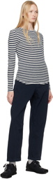 YMC Navy & White Earth Stripe T-shirt