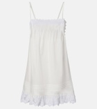 Saint Laurent Lace-trimmed cotton slip dress