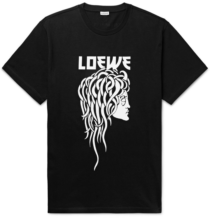 Photo: Loewe - Printed Cotton-Jersey T-Shirt - Black