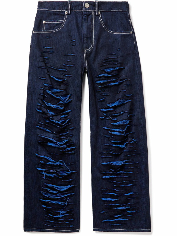Photo: Marni - Wide-Leg Distressed Jeans - Blue