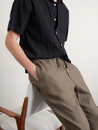 Altea - Mattia Straight-Leg Linen Drawstring Trousers - Green