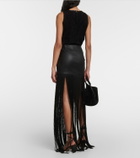 Stouls Shanghai fringed leather maxi skirt