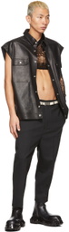 Rick Owens Black Leather Sleeveless Jumbo Outershirt Vest