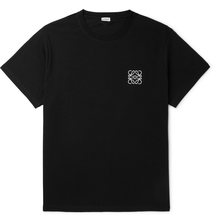 Photo: LOEWE - Logo-Embroidered Cotton-Jersey T-Shirt - Black