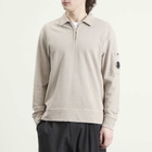 C.P. Company Men's Malfile Fleece Quarter Zip Collared Sweatshirt in Dove
